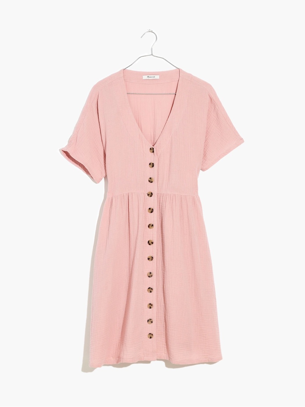 Madewell Lightspun Button-Front Mini Dress - Pink - Size XS